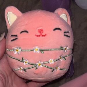 Squishmallows Pink Embroidered Daisy Cat Plush